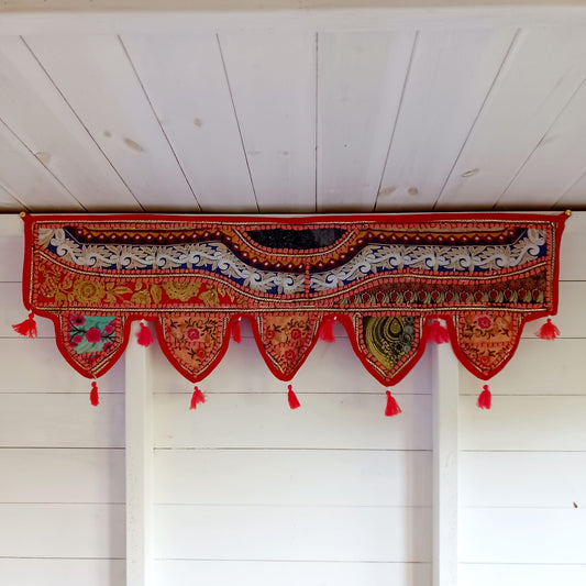 Handmade Indian Door Toran – Vintage Fabric Wall Hanging

Add color and culture to your home with this handmade Indian Door Toran. Crafted from vintage saris & fabrics—each piece is one-of-a-kind.