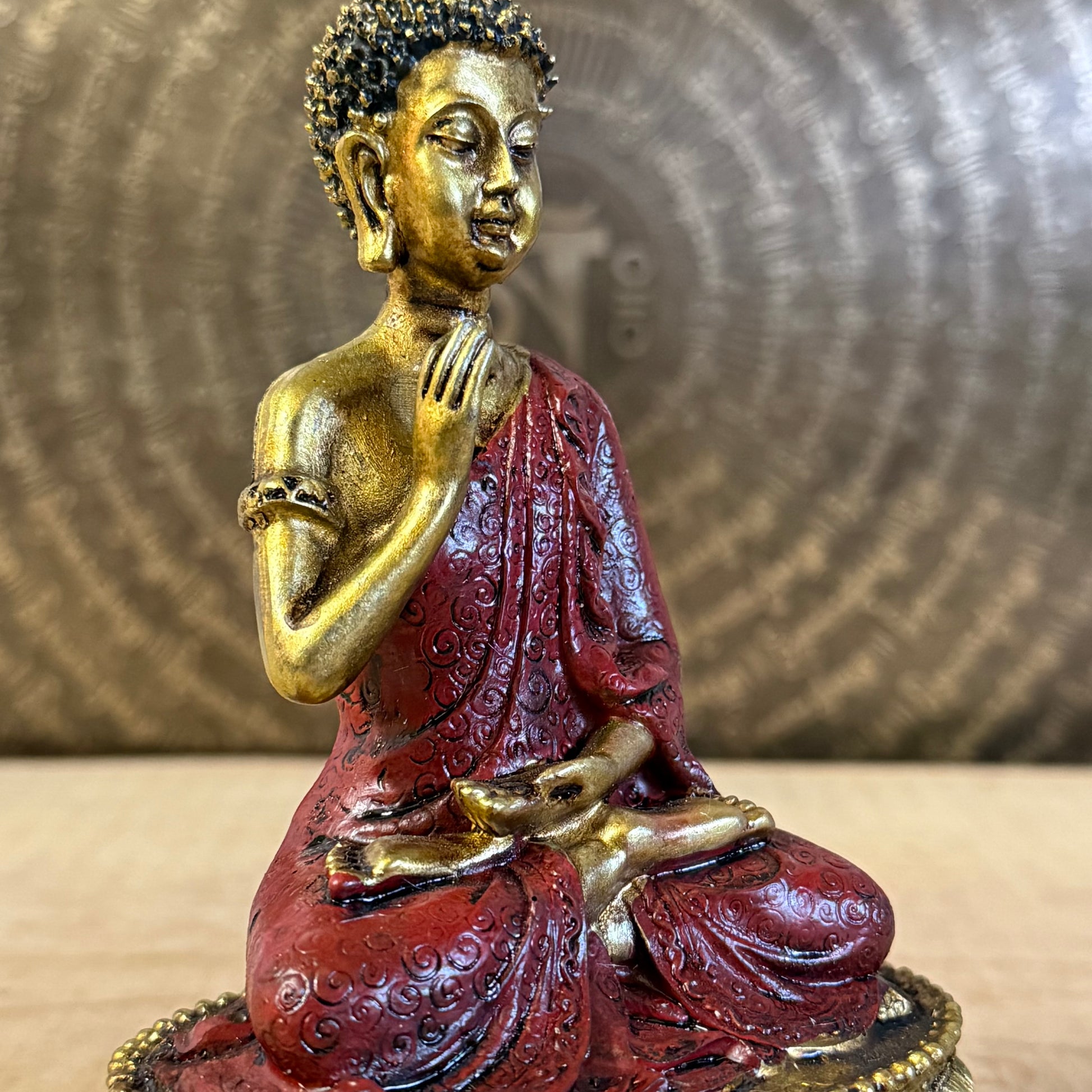 Buddha of Reassurance polyresin statue 16 cm with Abhaya Mudra