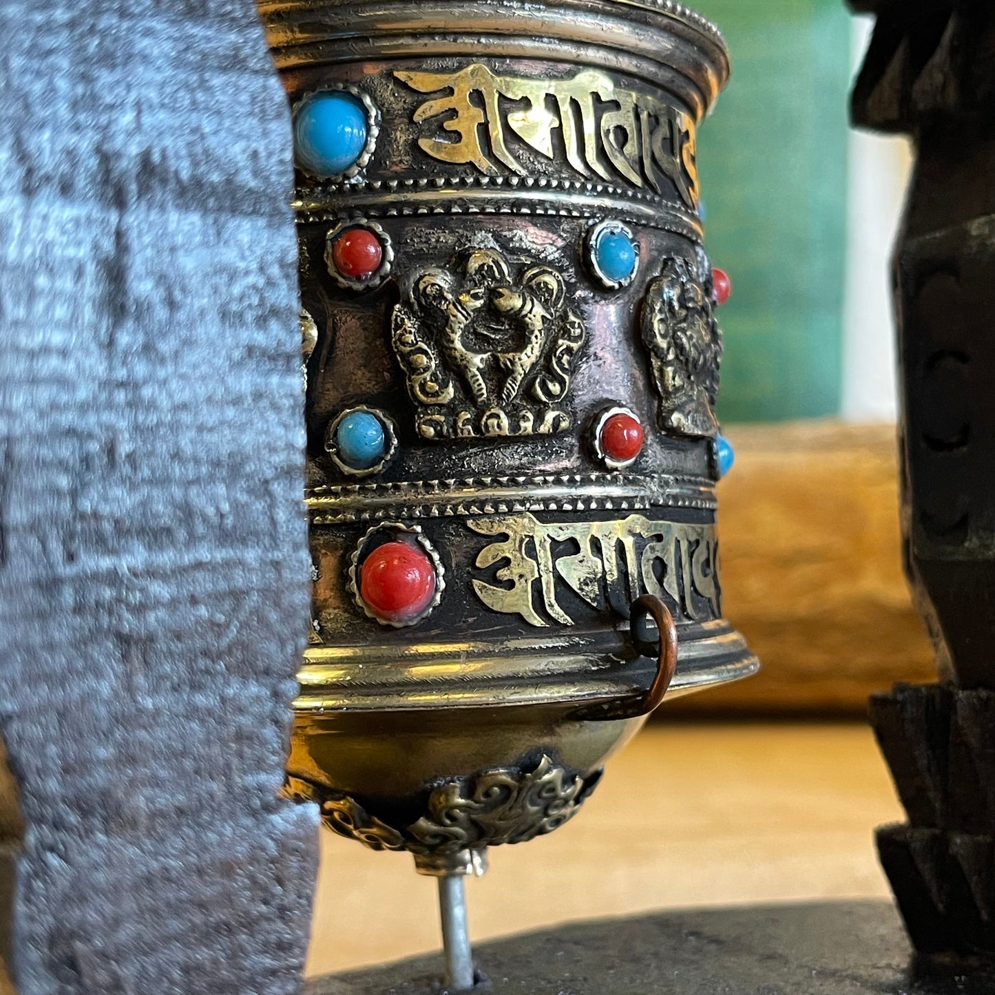 Auspicious symbols Wall Mounted Prayer Wheel