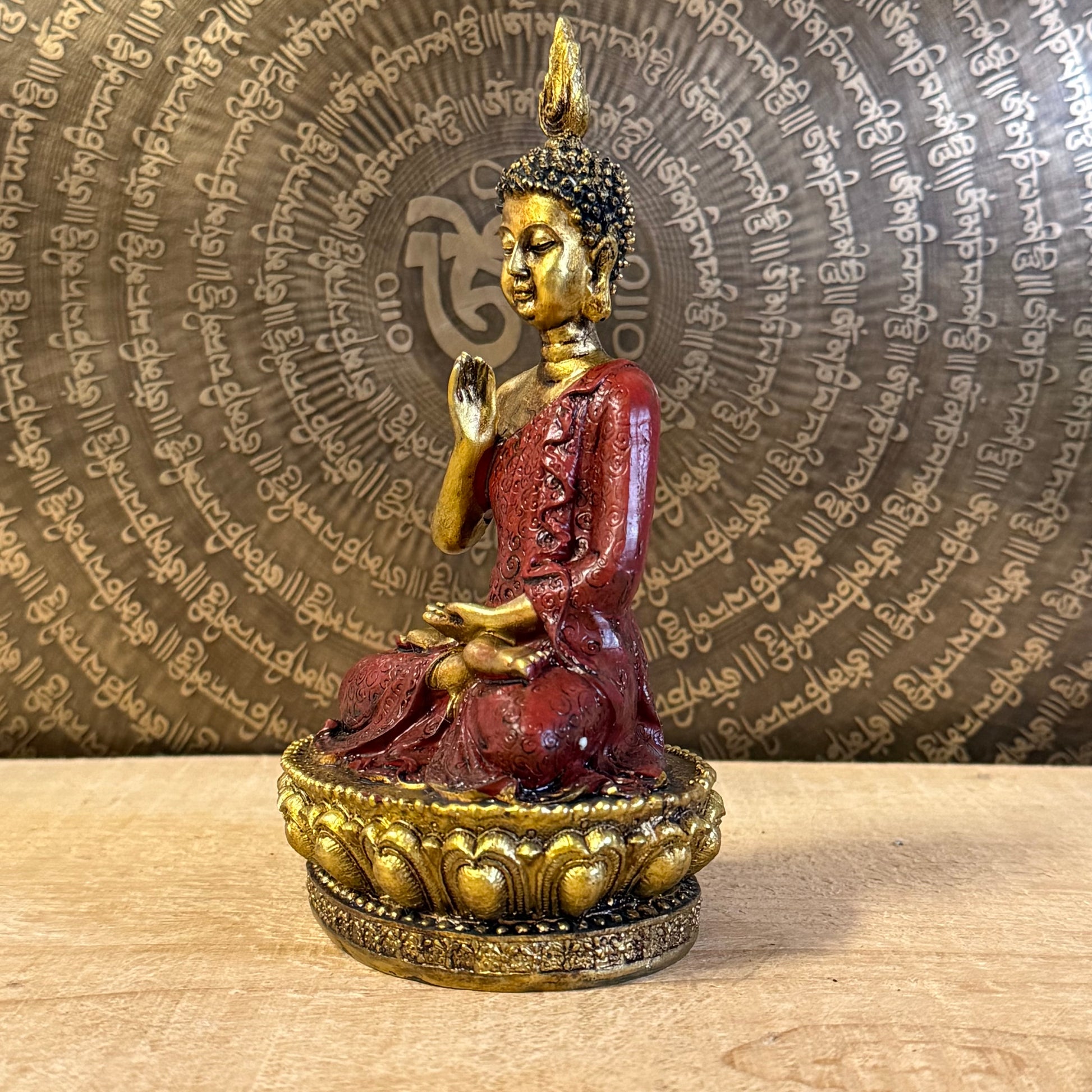 Buddha of Reassurance polyresin statue 16 cm with Abhaya Mudra