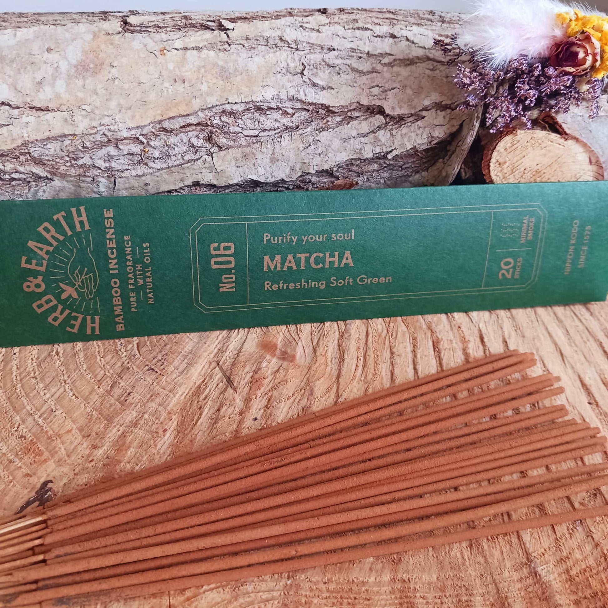 Herb & Earth Bamboo Incense Sticks | Matcha