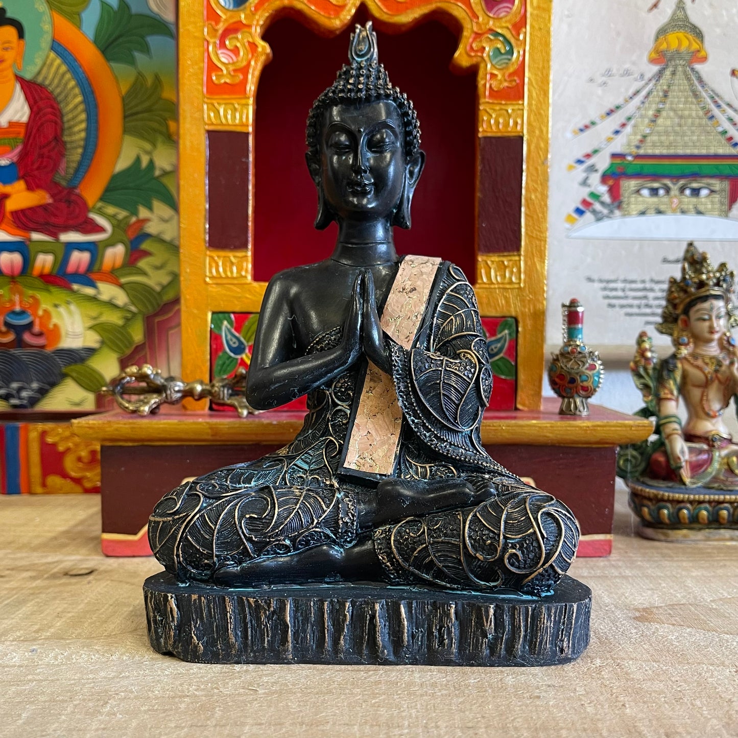 Praying Buddha antique look 22cm