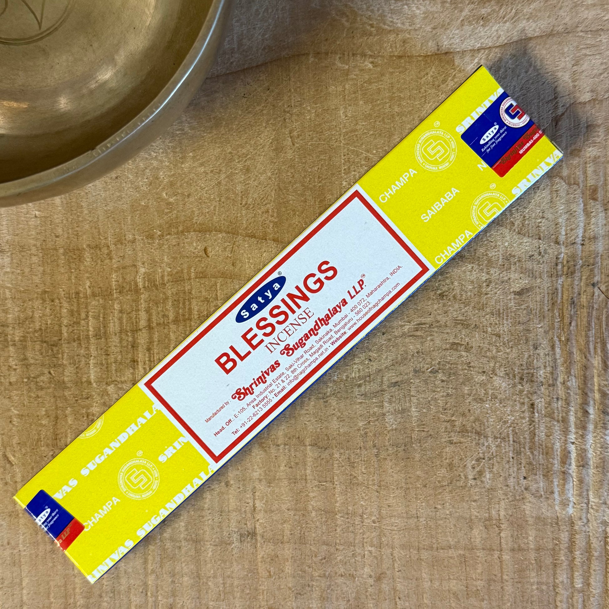 Hand-rolled Satya Blessings Nag Champa incense for meditation, ritual, and calm