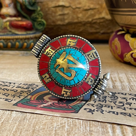 Tibetan Ghau Locket pendant Stone Chip