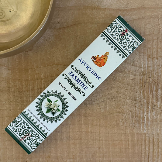 Jasmine Ayurvedic Masala Incense Sticks, natural handcrafted aromatherapy incense