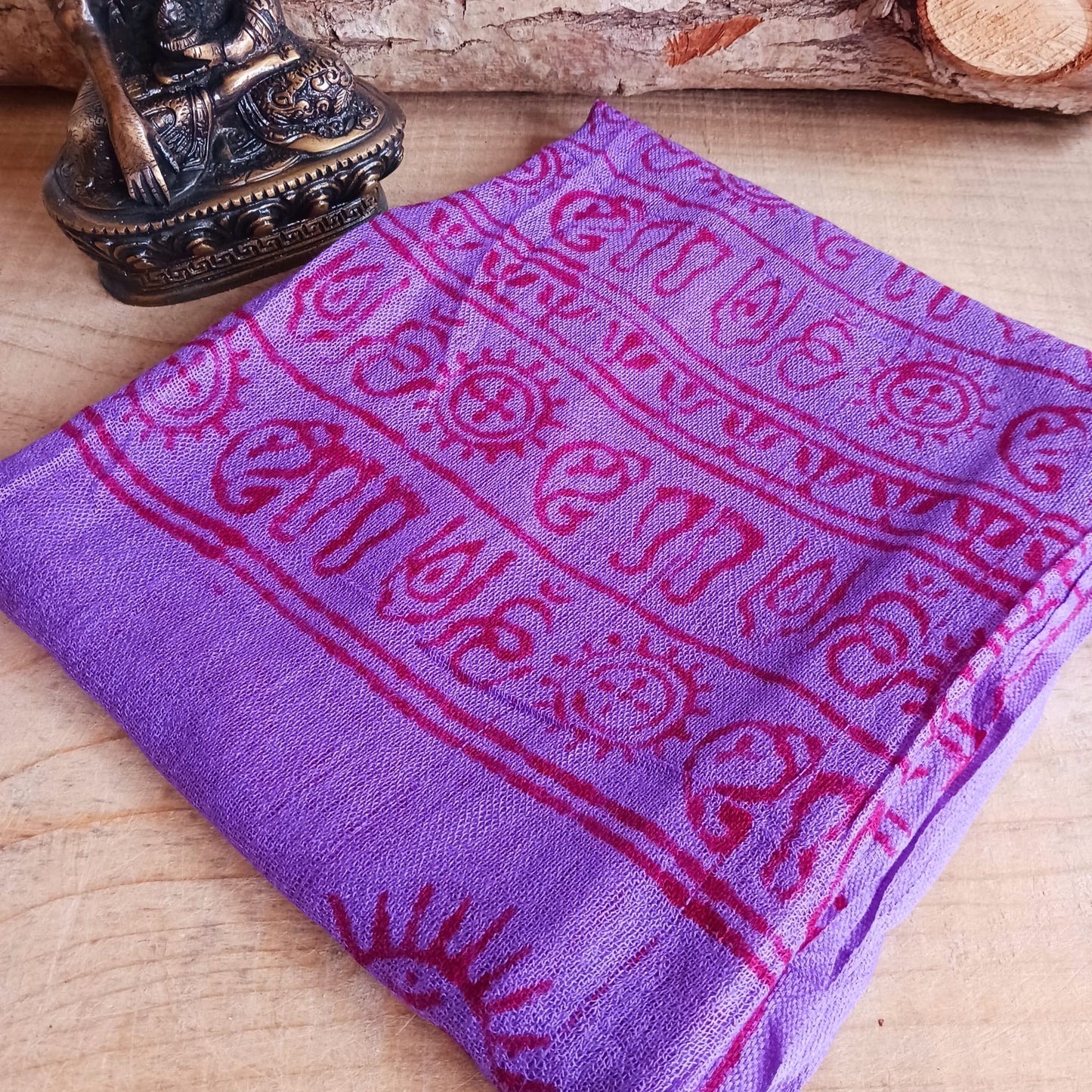 Purple OM Buddhist Prayer Shawl | 80cm x 180cm