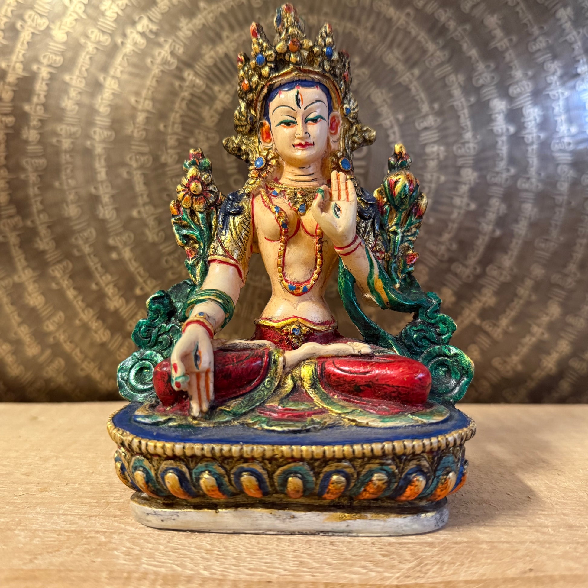 Handcrafted White Tara Buddhist statue symbolising compassion and healing