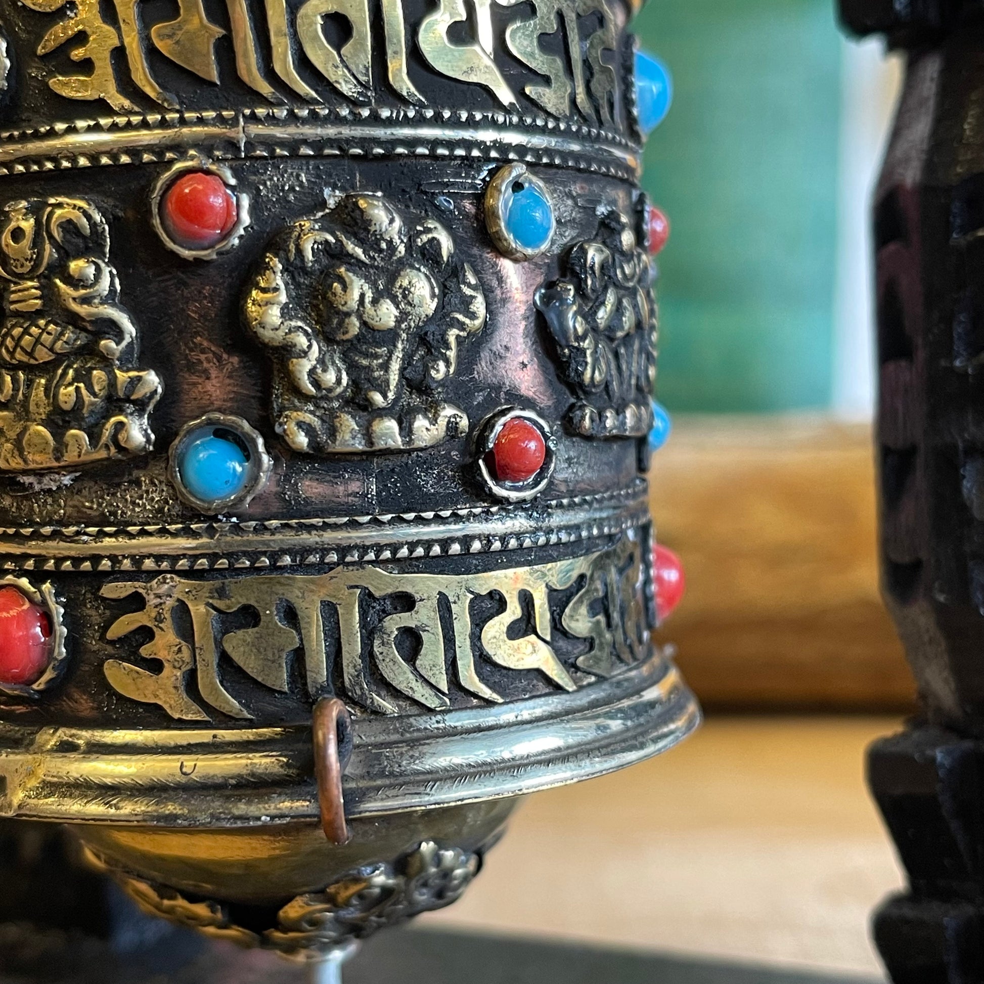 Auspicious symbols Wall Mounted Prayer Wheel