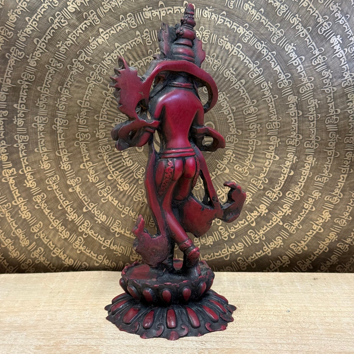 Standing Green Tara Buddha Resin Statue, 21cm, handcrafted in Nepal, Bodhisattva of compassion and wisdom.