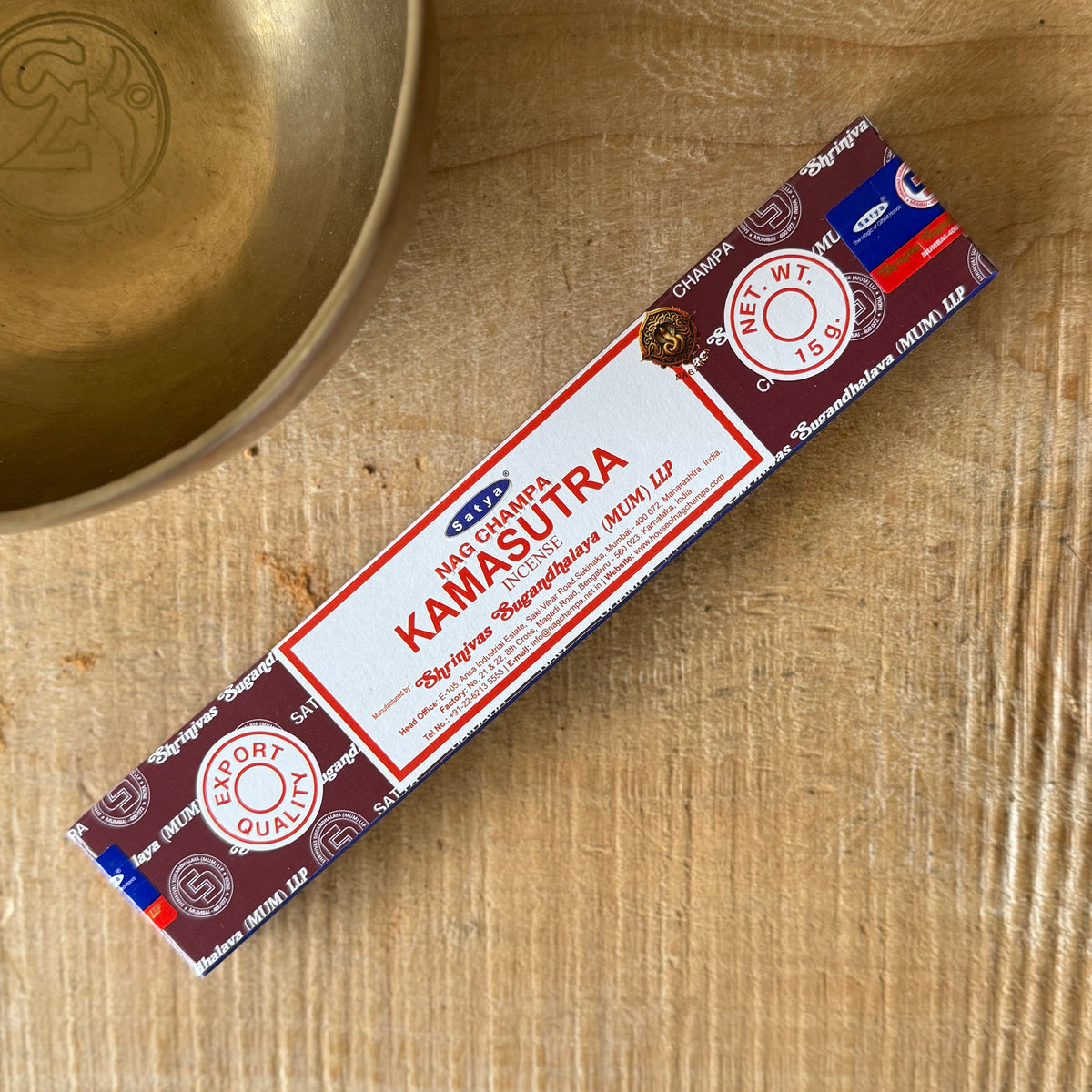 Satya Nag Champa Incense Sticks – Kamasutra

Satya Nag Champa Kamasutra Incense Sticks, 15g box with approx. 12 sticks. A warm, exotic and sensual fragrance for relaxation and ambience.