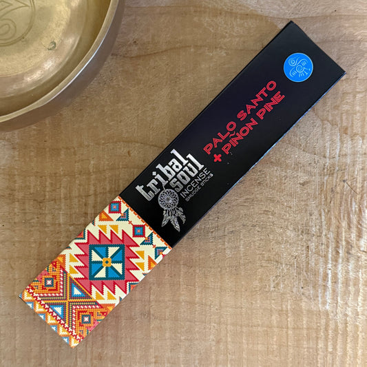 Discover Tribal Soul Palo Santo & Piñon Pine incense. A warm, resinous forest scent ideal for cleansing, meditation, and grounding rituals.