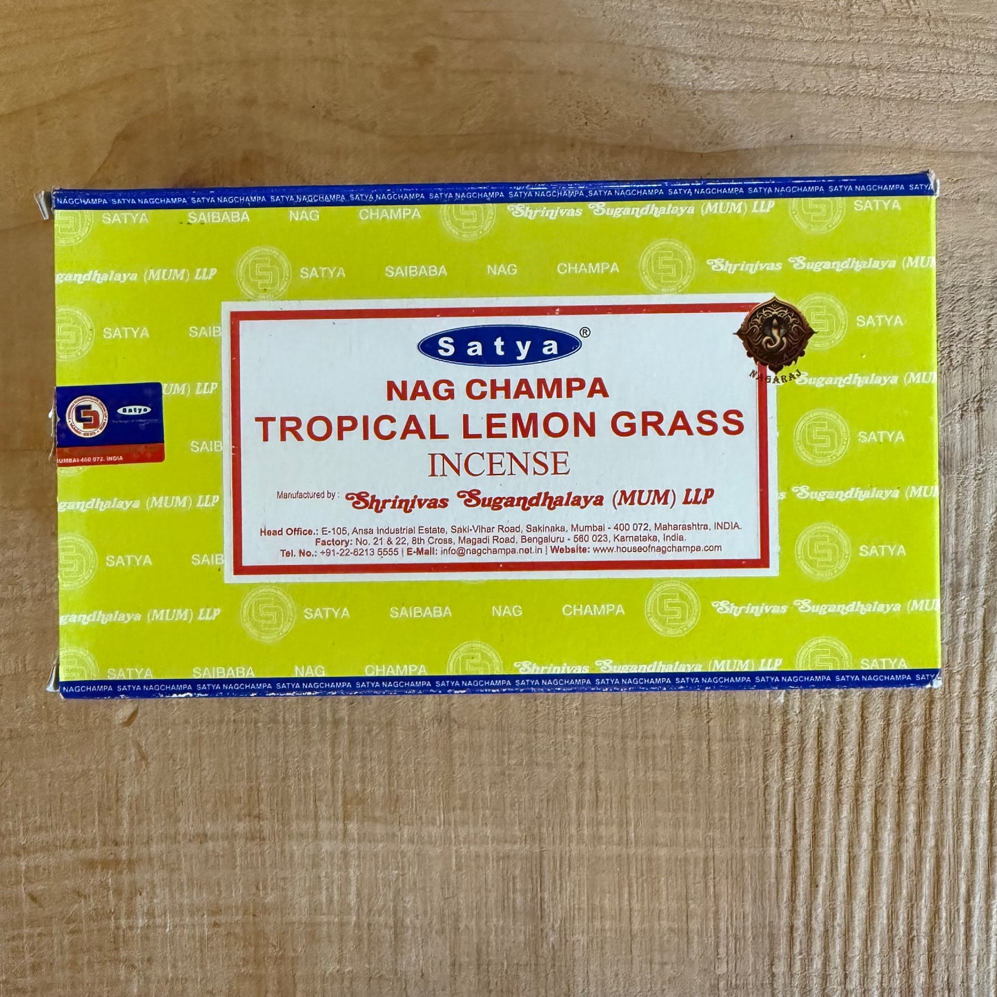 Satya Tropical Lemongrass Nag Champa incense sticks hand-rolled in India