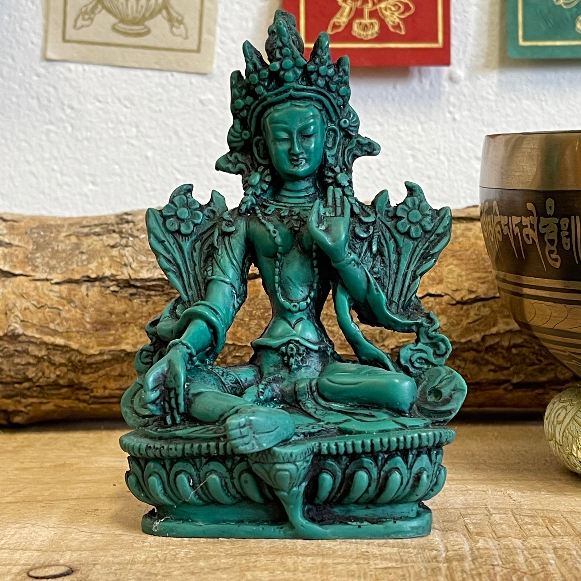 Green Tara Resin Statue 14.5 cm