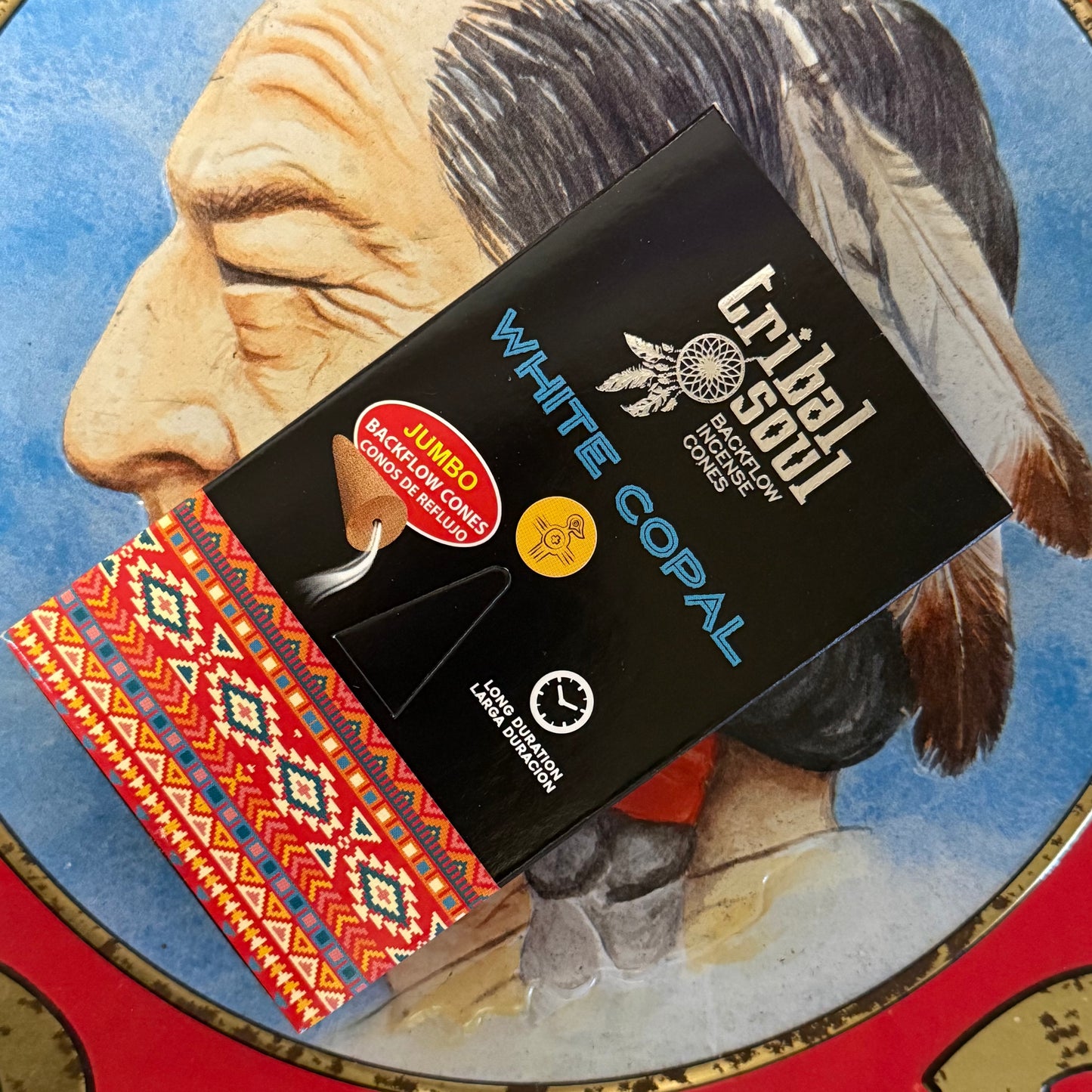 Tribal Soul white copal backflow incense cones. Purifying resin incense with waterfall smoke effect for meditation and ritual use.