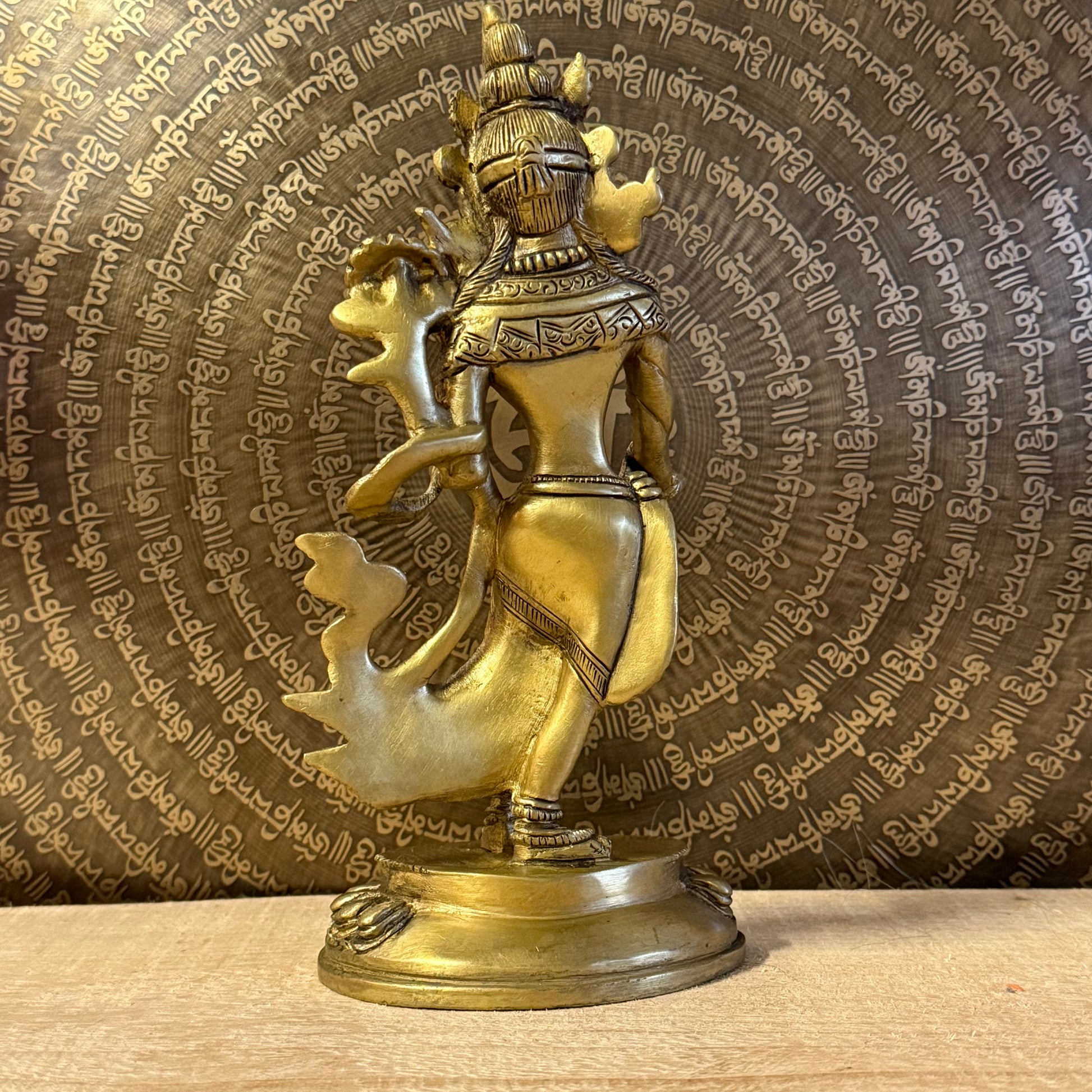 Traditional 23cm Green Tara brass statue for meditation, protection, and Buddhist practice. Handcrafted figure symbolising compassion and obstacle removal.