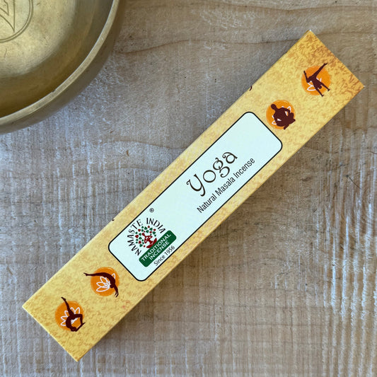 Namaste Mandala Yoga incense sticks. Masala incense with musk and amber for meditation, yoga, relaxation, and creating a calm, balanced space.