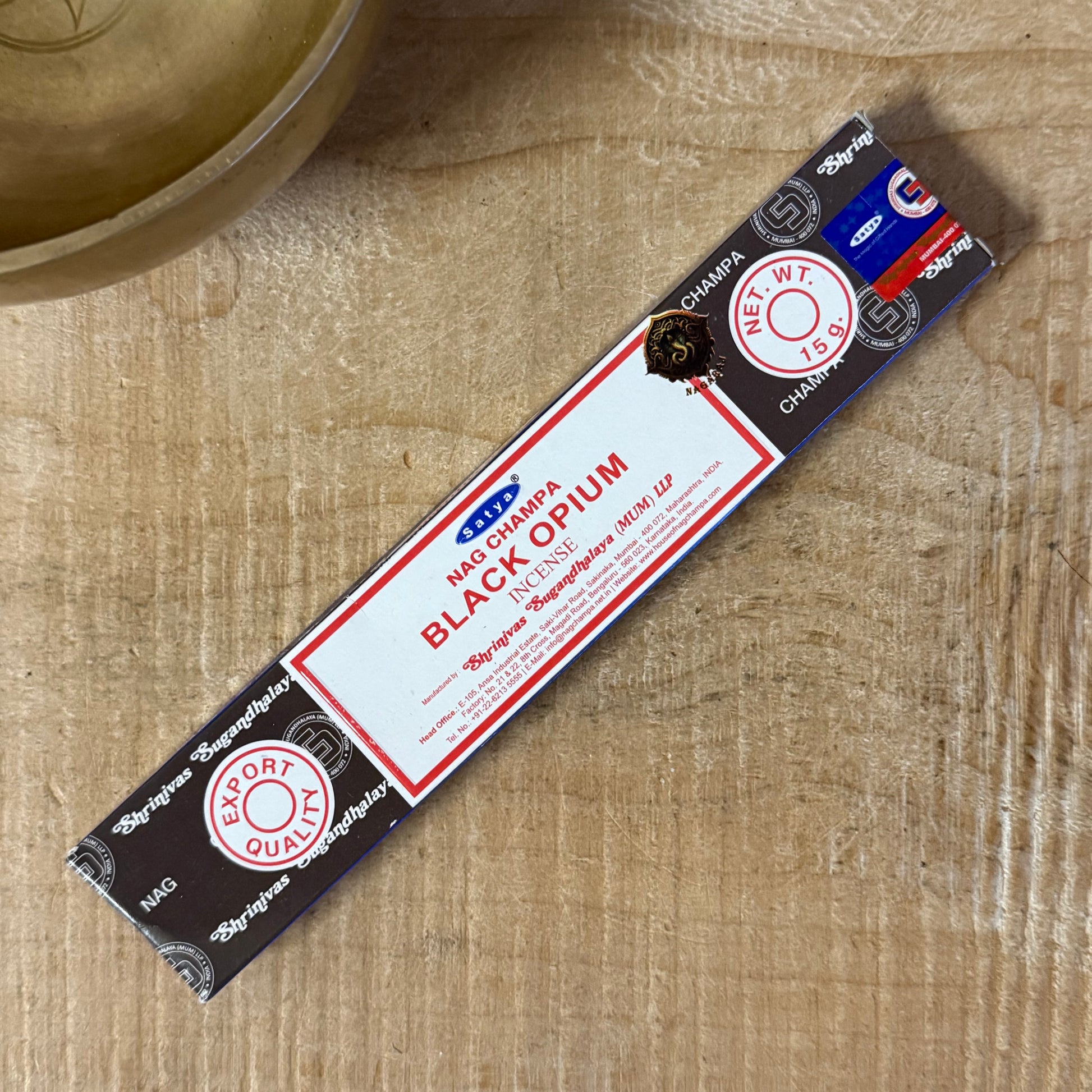 Satya Black Opium Incense – hand-rolled in India. A deep, exotic scent for meditation, ritual, and creating a serene, sacred space.