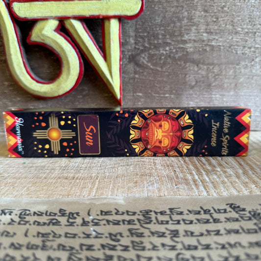 Walk in harmony with the Spirit of the Sun — the eternal source of life, abundance, and clarity. In Native wisdom, the Sun is our Grandfather, the powerful healer whose warmth awakens our path and nurtures the sacred cycles of life.

Let the scent of Ylang Ylang, rich and floral, guide your spirit toward peace, success, and balance. Burn this sacred incense when you are calling in abundance, growth, or guidance. Breathe deeply — feel the radiance of the Sun flowing through your soul.

Each stick carries a p