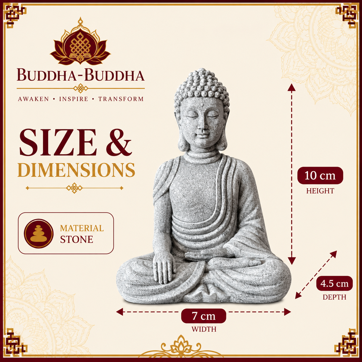 Thai Stone Buddha Statue 10cm – Small Buddhist Meditation Figurine