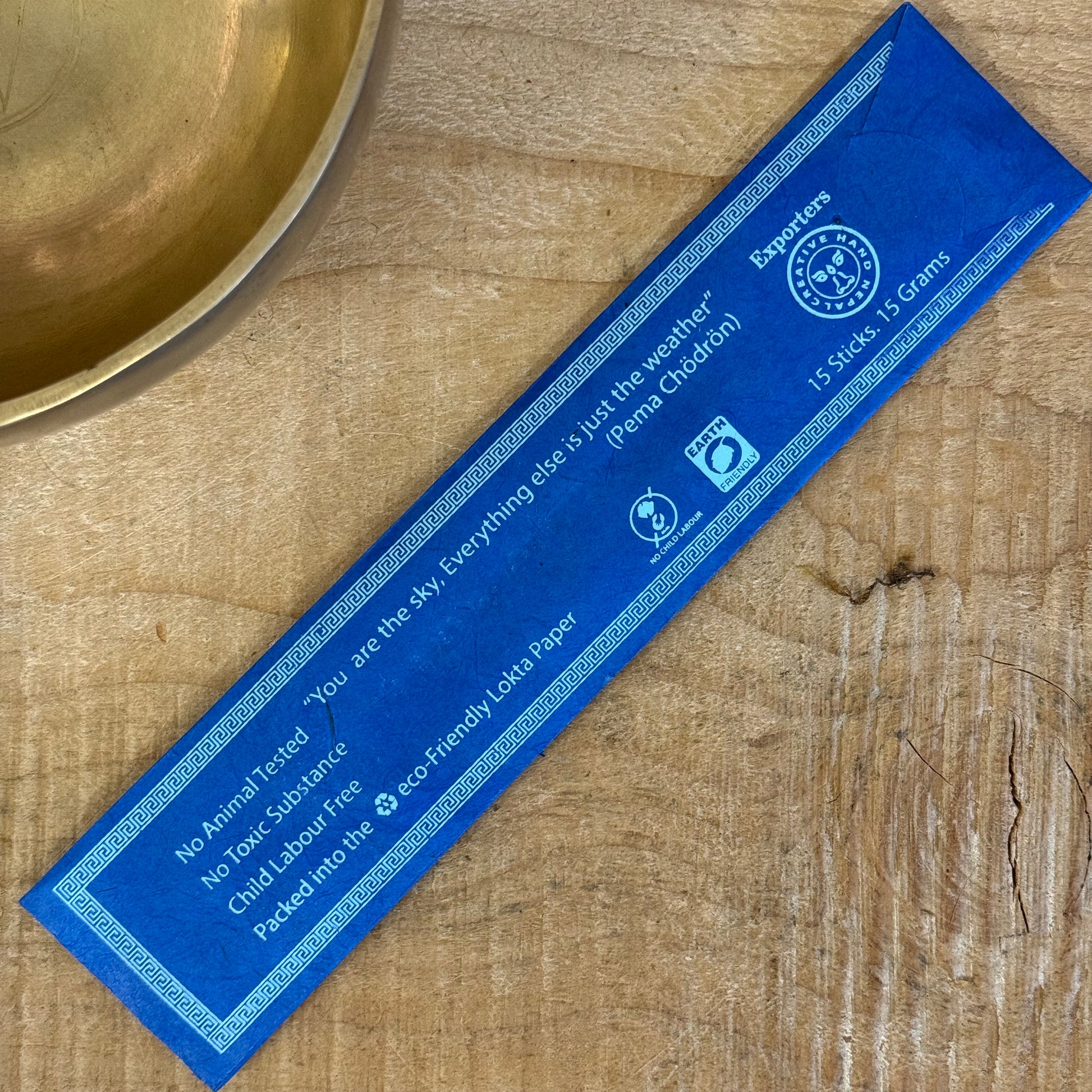 Moon Glory Flora handmade Nepalese incense in Lokta paper with Himalayan flower decoration.