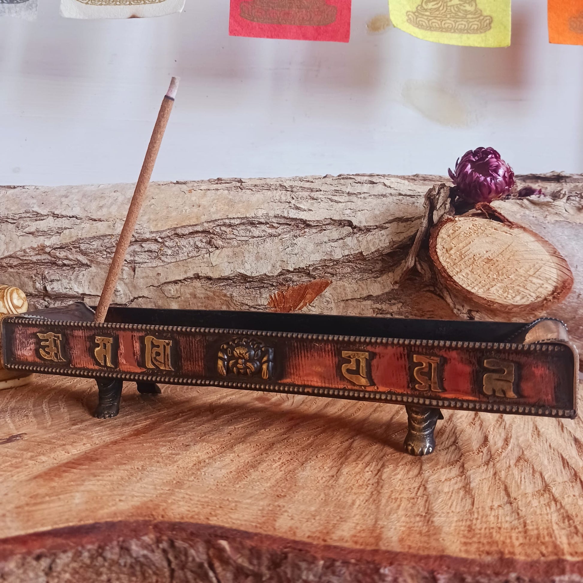 Tibetan Mantra Copper Incense Holder | Incense Tray