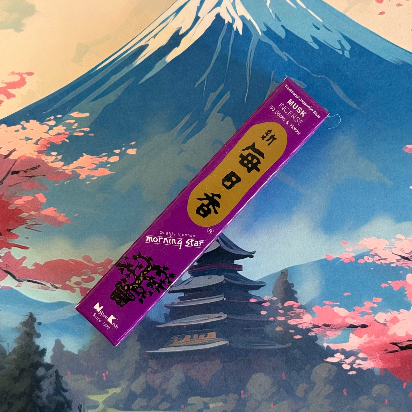 Morning Star Musk Incense Sticks by Nippon Kodo, Japanese traditional aroma, bamboo-free, 12cm, clean burn