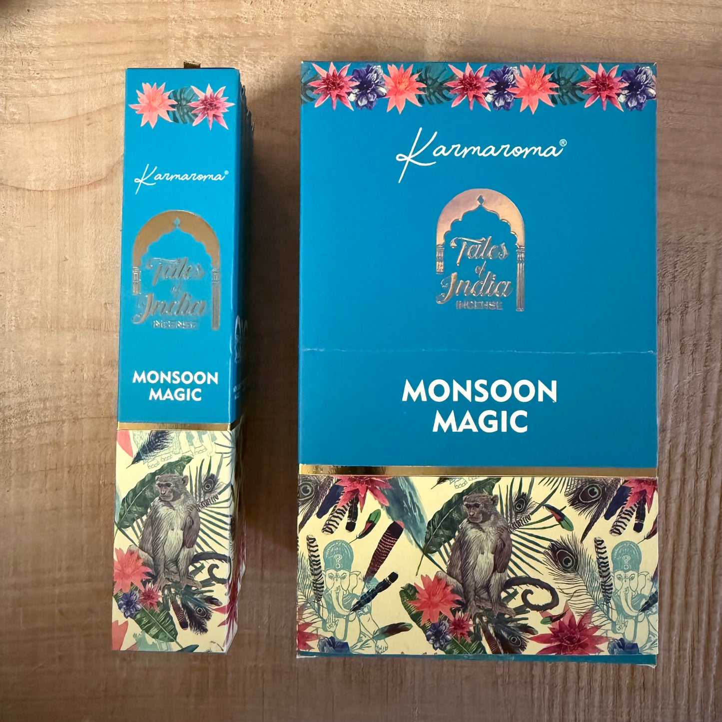 Experience Monsoon Magic Tales of India incense. An earthy rain fragrance with mossy and green notes, Fair Trade and beautifully presented.