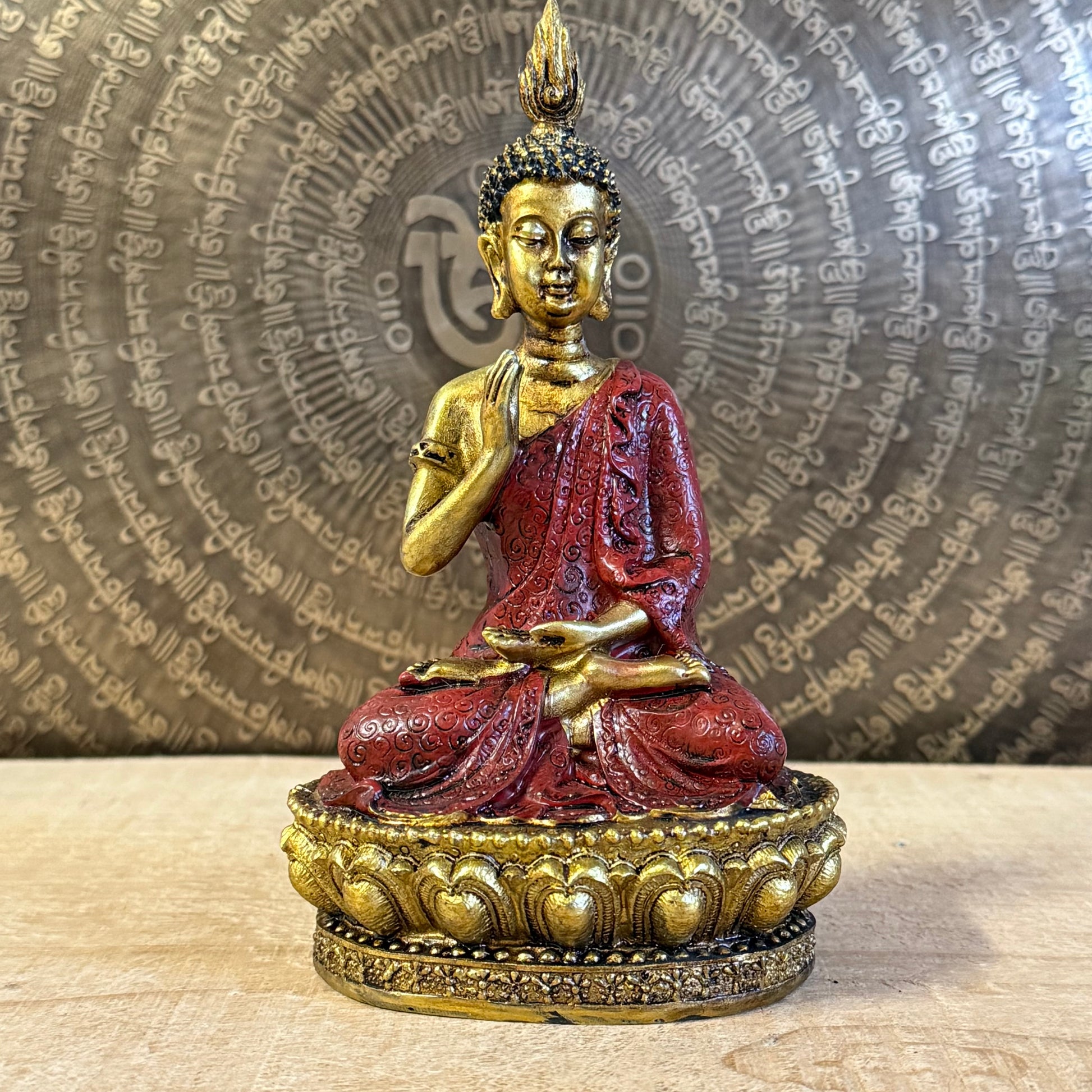 Buddha of Reassurance polyresin statue 16 cm with Abhaya Mudra