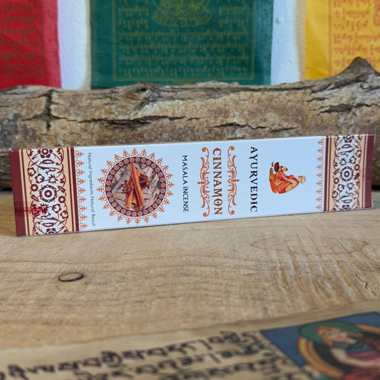 Elevate your space with the warm, inviting aroma of Ayurvedic&nbsp; Cinnamon Masala Incense Sticks. Made from a fine blend of essential oils, premium resins, herbs, petals, and honey, these all-natural incense sticks deliver a pure and harmonious fragrance that soothes the senses.