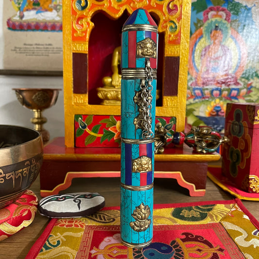 Tibetan Incense Holder  Copper Cylinder incense