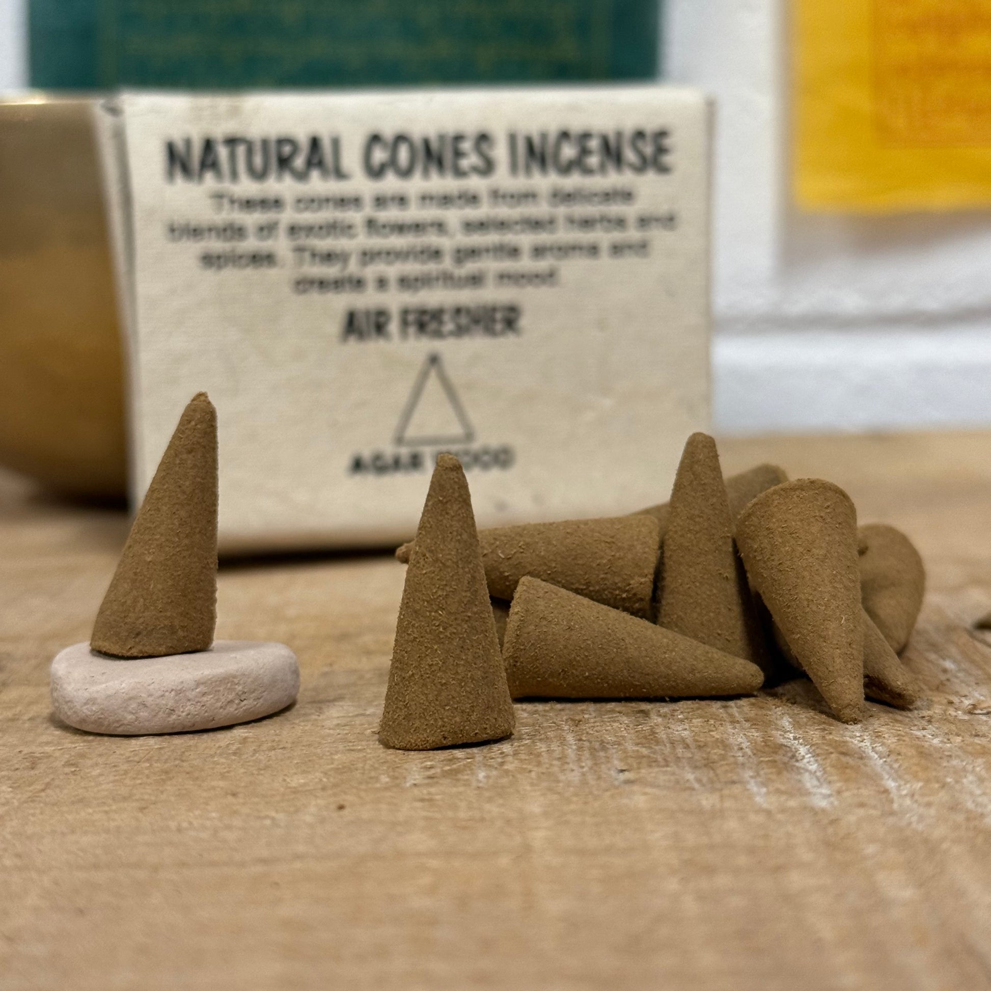 Agarwood Natural Cone Incense pack with 25 cones and holder.