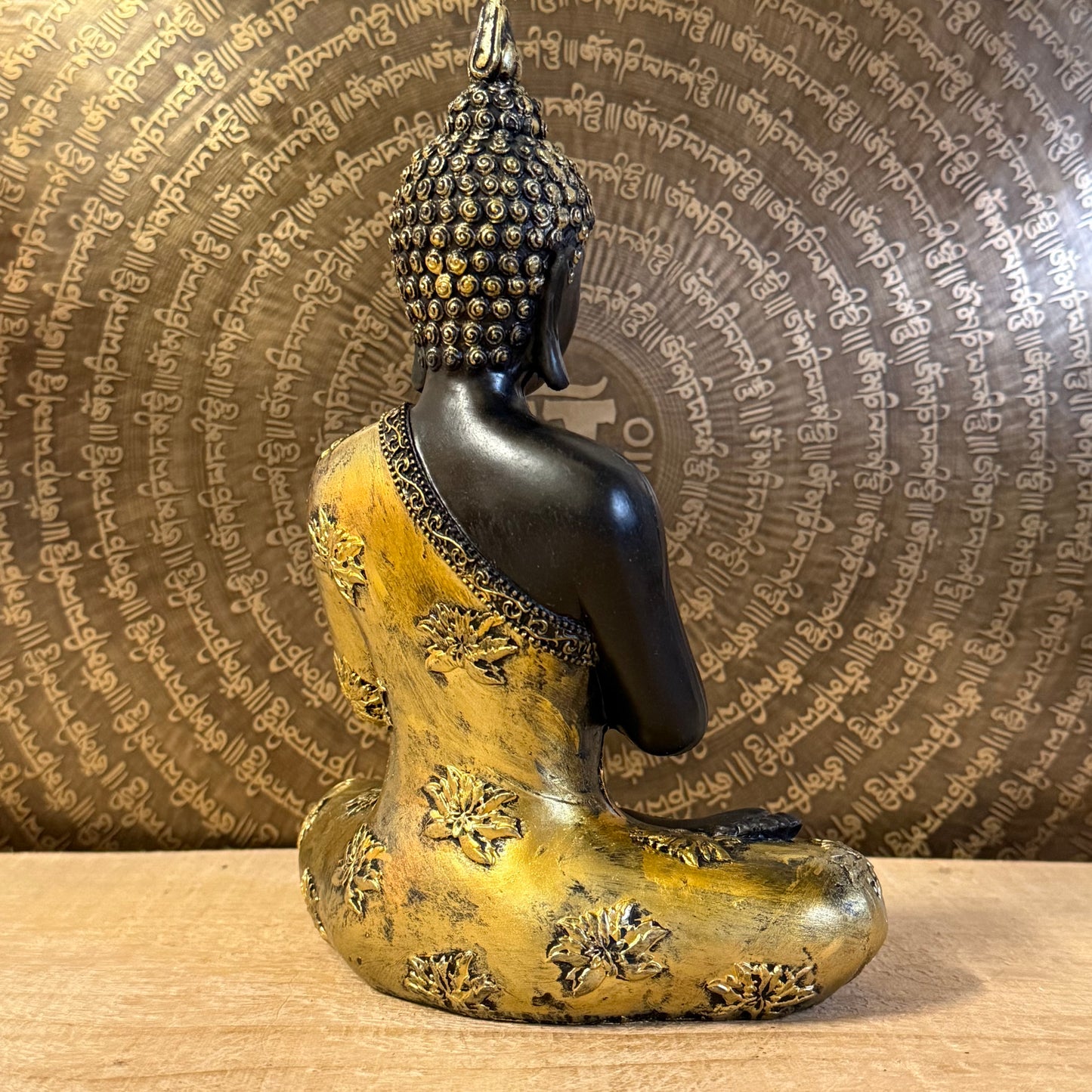 Praying Buddha Thai style antique finish statue 22 cm with Anjali mudra.