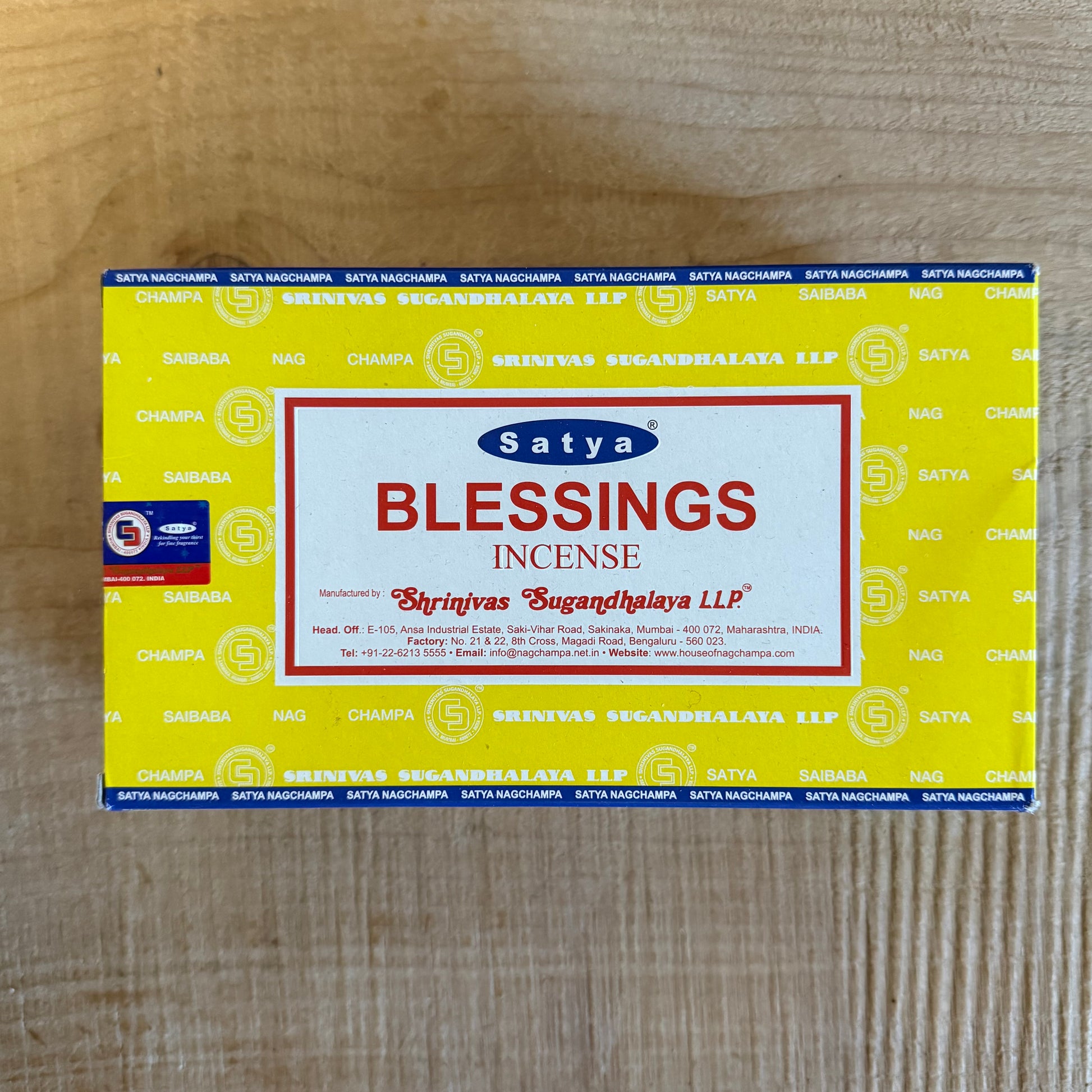 Hand-rolled Satya Blessings Nag Champa incense for meditation, ritual, and calm