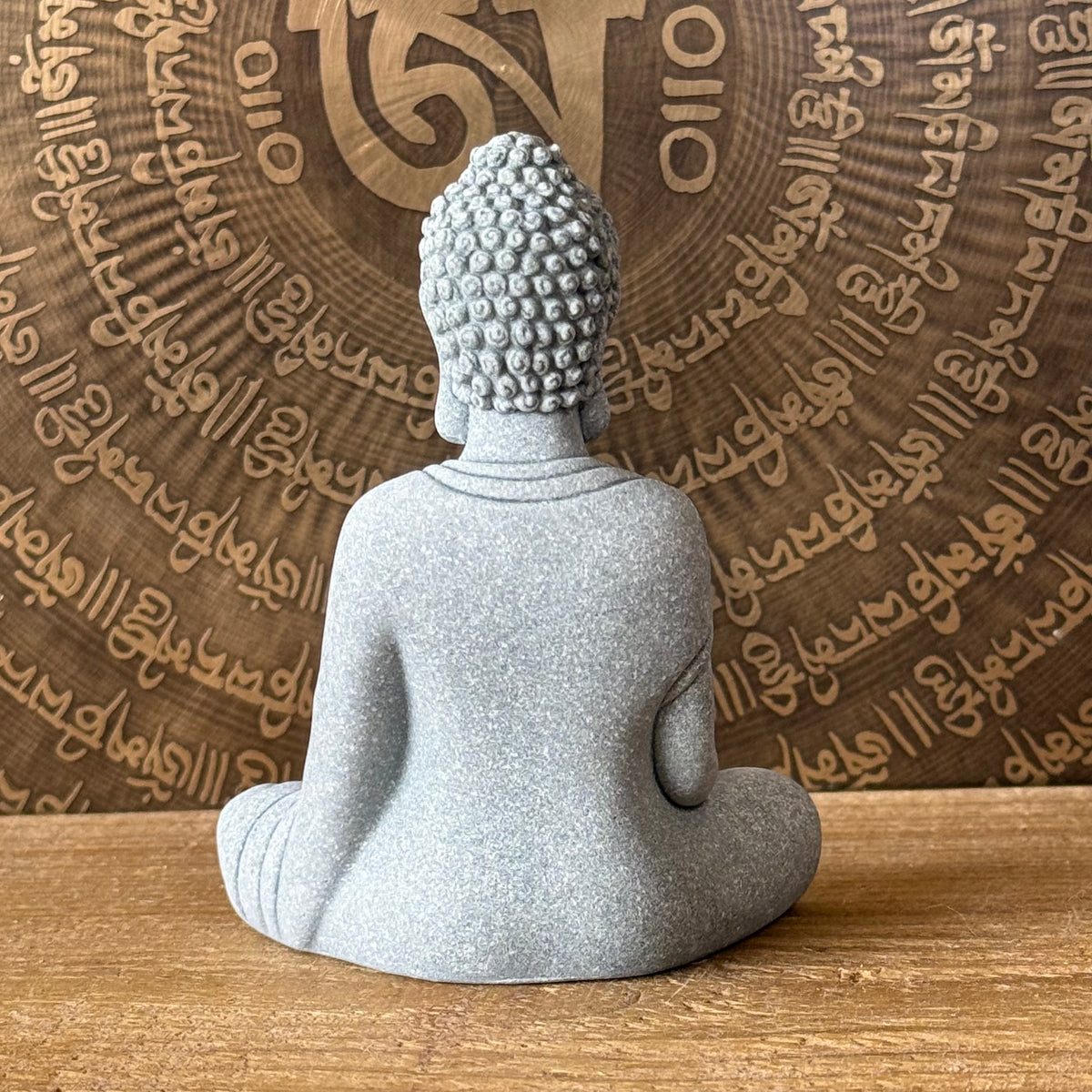 Small Thai Stone Buddha statue, 10cm tall, traditional Buddhist figurine for meditation spaces, Buddhist altars and spiritual home settings.