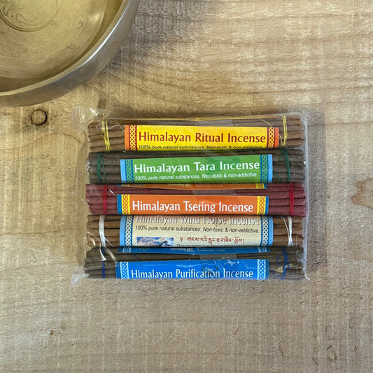 "Himalayan Arts Ritual Incense Gift Set featuring five handcrafted Tibetan fragrances made in Nepal for meditation, purification, and spiritual ritual use"