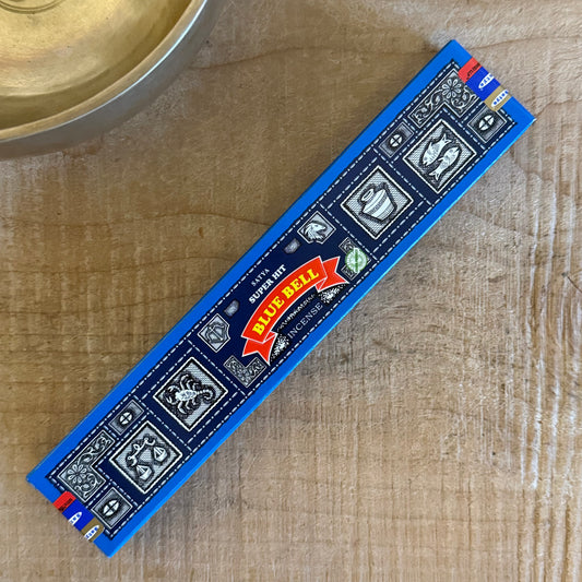 Satya Super Hit Blue Bell Incense – calming temple fragrance for meditation, rituals, and home harmony. Shop authentic incense at Buddha-Buddha.com.