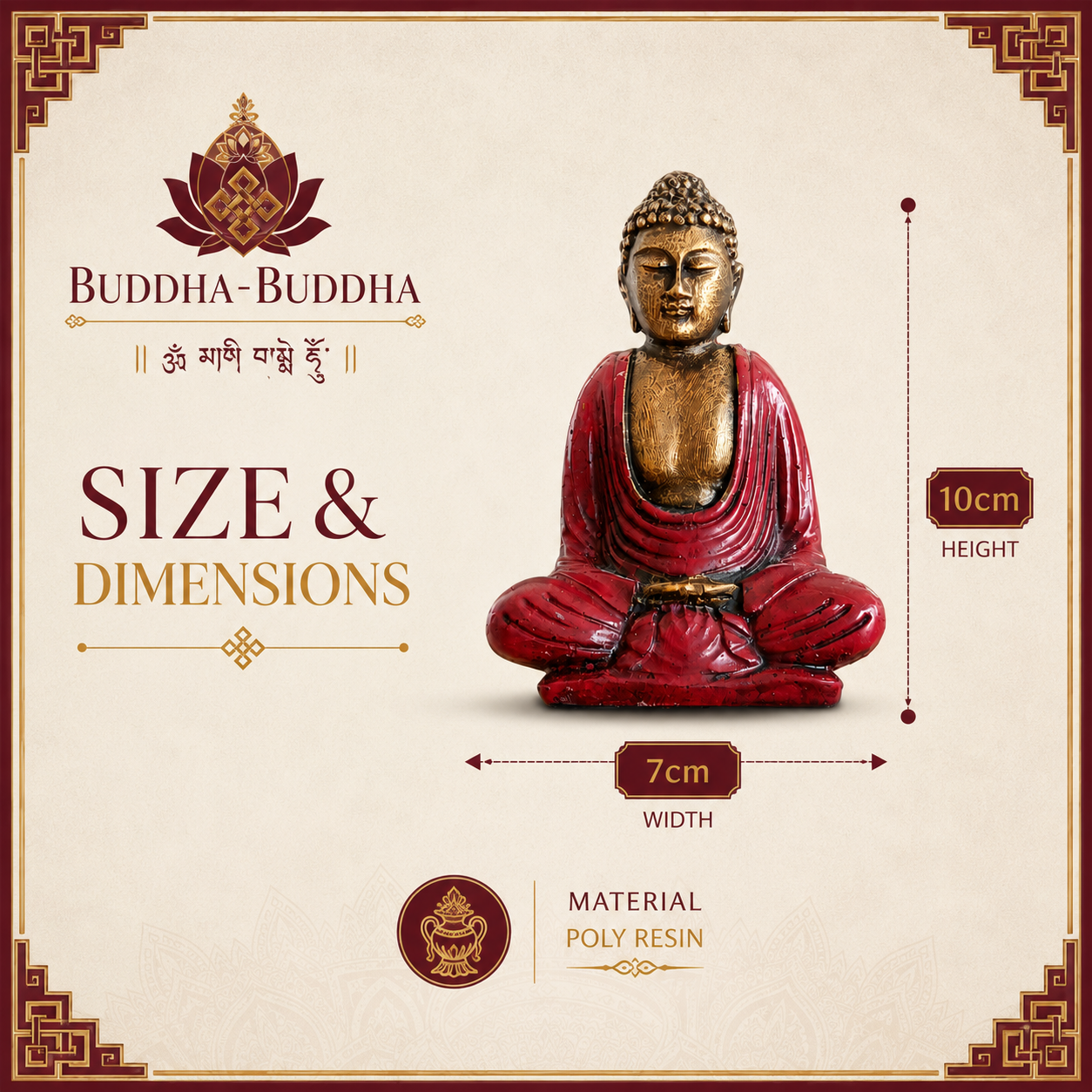 Create a calming and uplifting atmosphere with this beautiful little&nbsp;Red &amp; Gold Buddha Statue. Designed to inspire peace, harmony, and positive energy, this charming decorative ornament makes a wonderful addition to any home, office, meditation room, or yoga space.