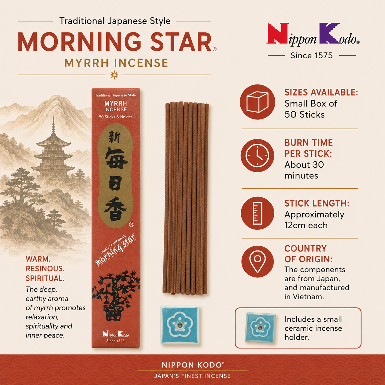 Morning Star Myrrh Incense | Nippon Kodo Japanese incense