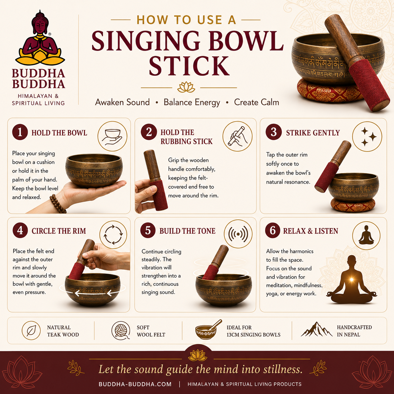 Small Wool Felt Singing Bowl Stick – Teak Rubbing Tool for Sound Heali…

Enhance your sound healing with our small wool felt rubbing stick. Perfect for 13cm bowls. Crafted from teak for smooth, soothing resonance.