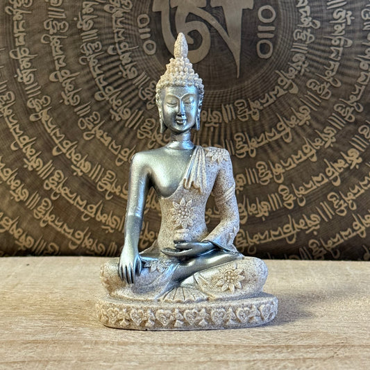 10 cm Buddha statue in meditation dhyana mudra, polyresin material.