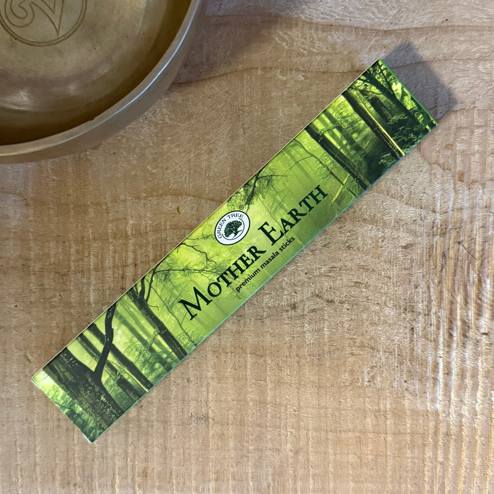Reconnect with Earth energy using Green Tree Mother Earth Incense. A blend of herbs, resins & oils. Hand-rolled in India. 12 sticks per pack.