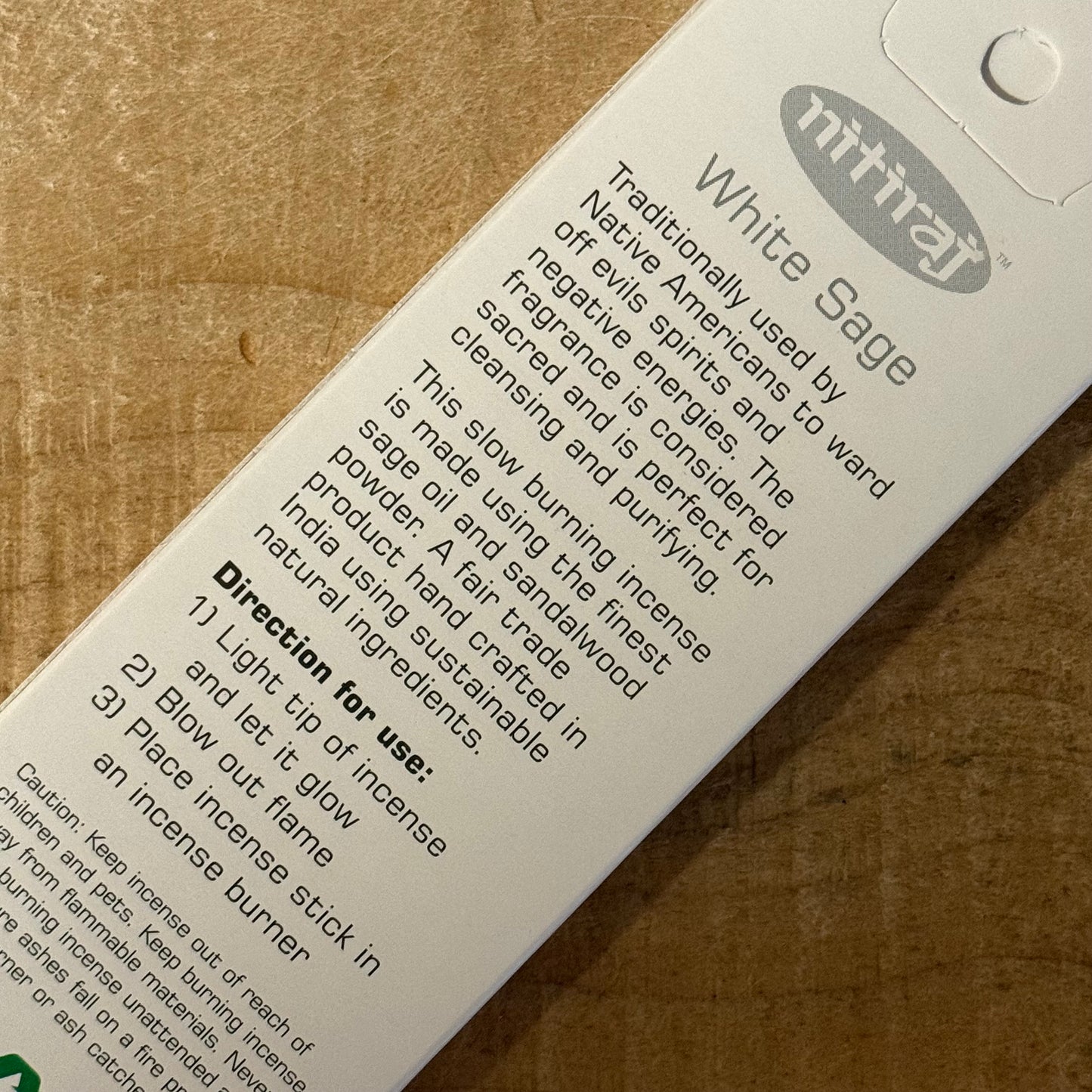 Nitiraj Platinum White Sage incense sticks. Fairtrade, slow-burning ritual incense for cleansing, purification, protection, and meditation.