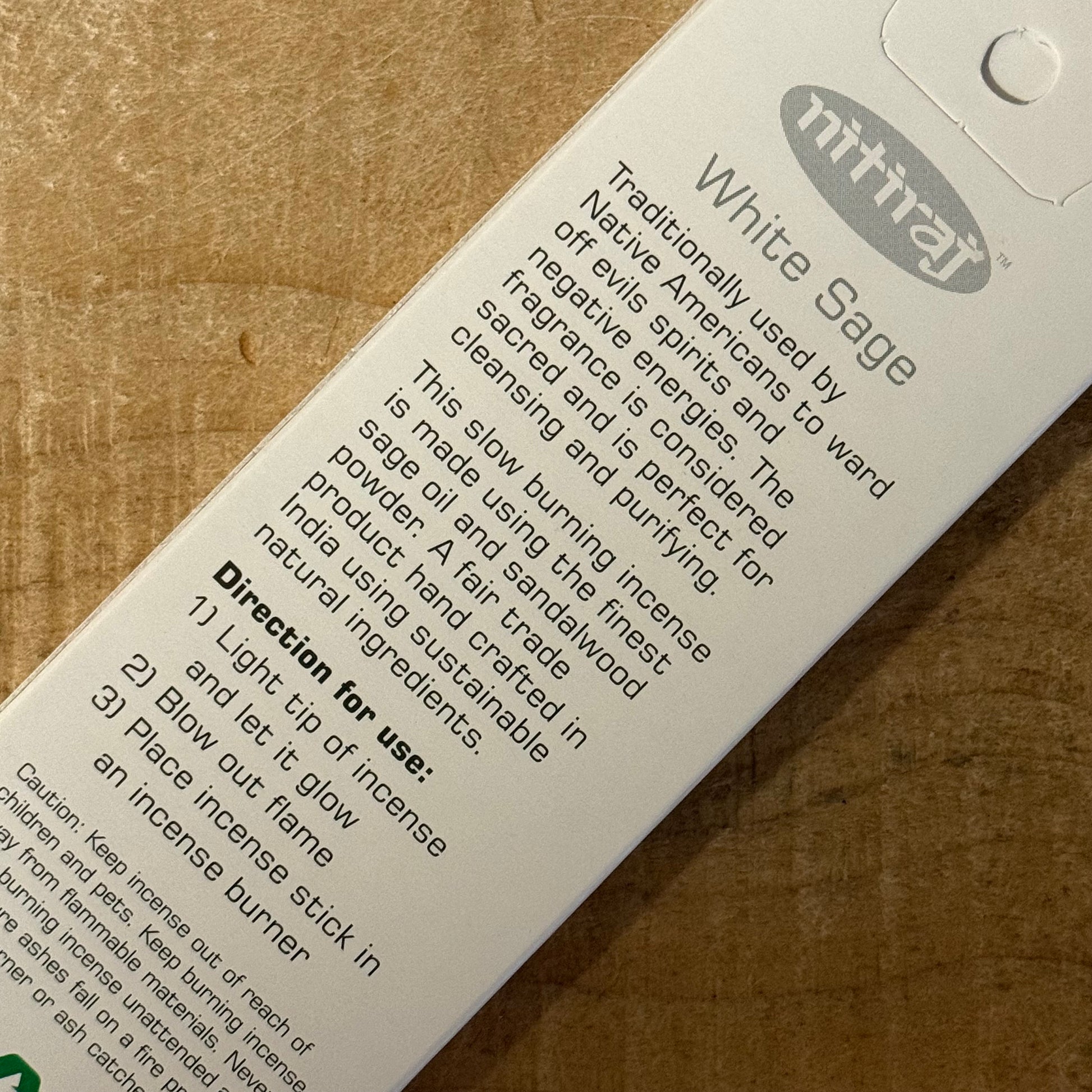 Nitiraj Platinum White Sage incense sticks. Fairtrade, slow-burning ritual incense for cleansing, purification, protection, and meditation.