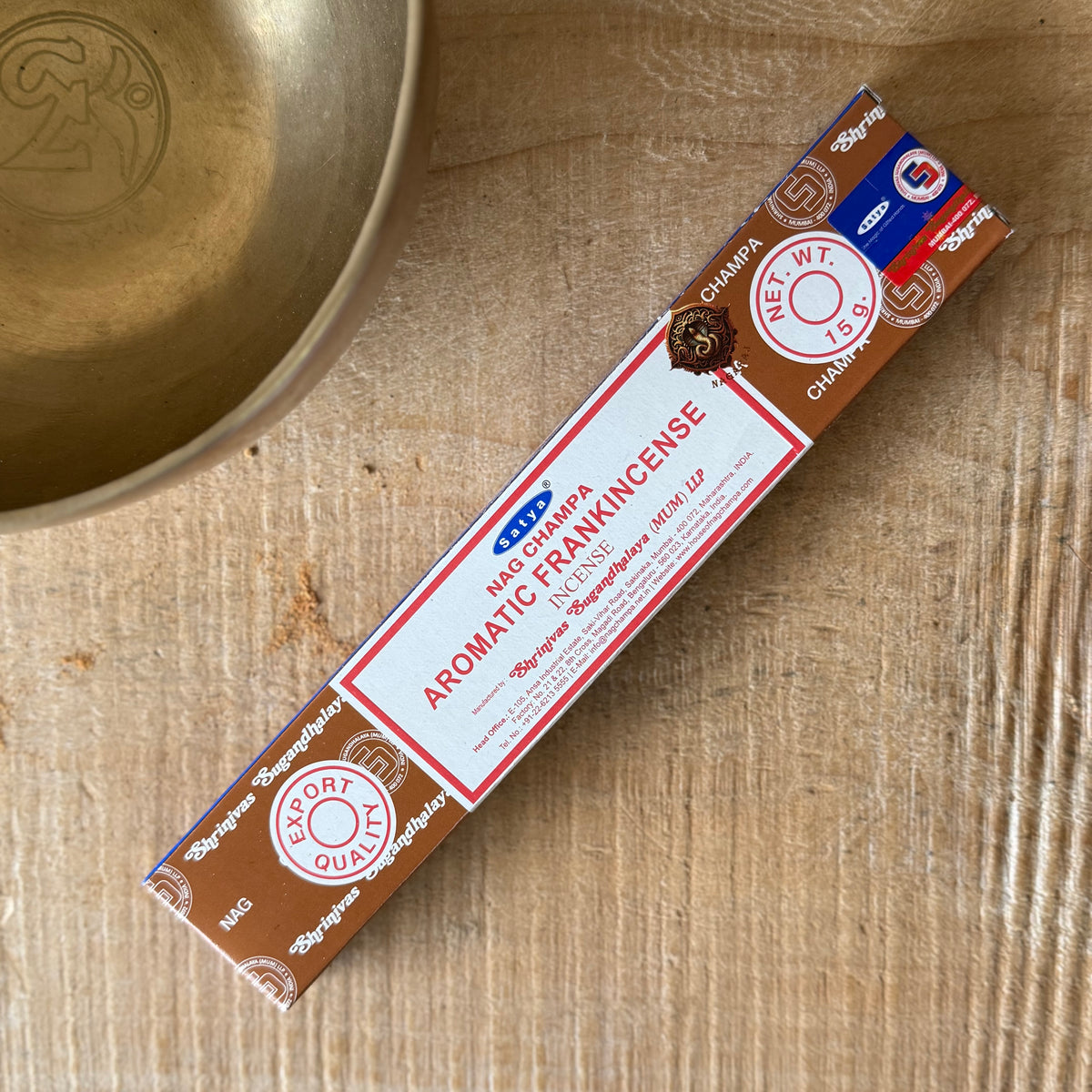 Experience the rich and distinctive fragrance of Satya Nag Champa Aromatic Frankincense Incense Sticks, blending the iconic Nag Champa aroma with warm, resinous frankincense notes. Perfect for creating a calming and atmospheric space, these incense sticks are ideal for meditation, yoga, relaxation, spiritual practice or simply enjoying a beautiful fragrance around the home. Each box contains 15g of incense with approximately 12 incense sticks, offering a long-lasting aromatic experience with every burn. Sat