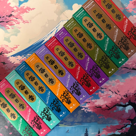 Morning Star Nippon Kodo Incense assortment set of 12 fragrances. Smokeless Japanese incense for meditation, altar use, and peaceful living.