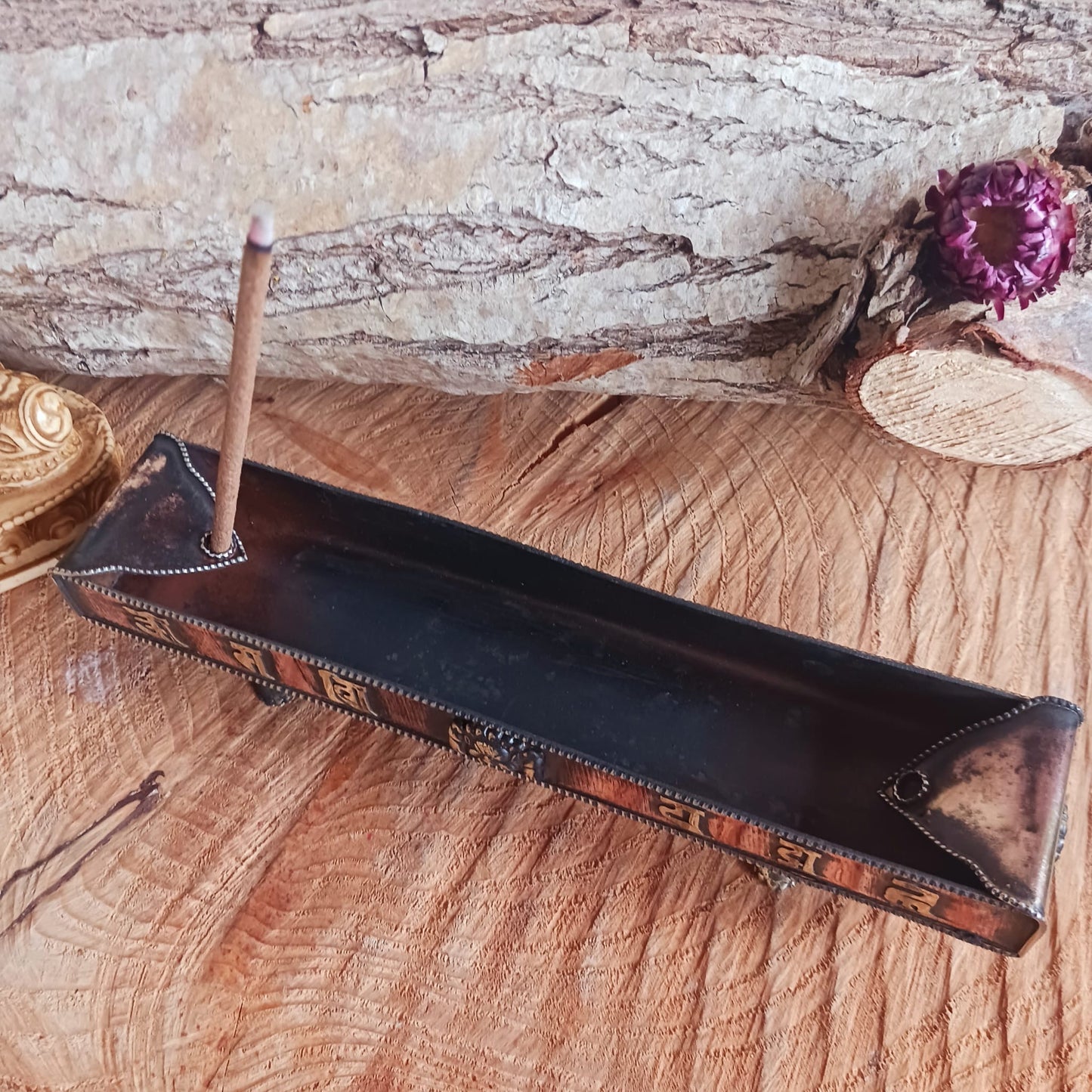 Tibetan Mantra Copper Incense Holder | Incense Tray