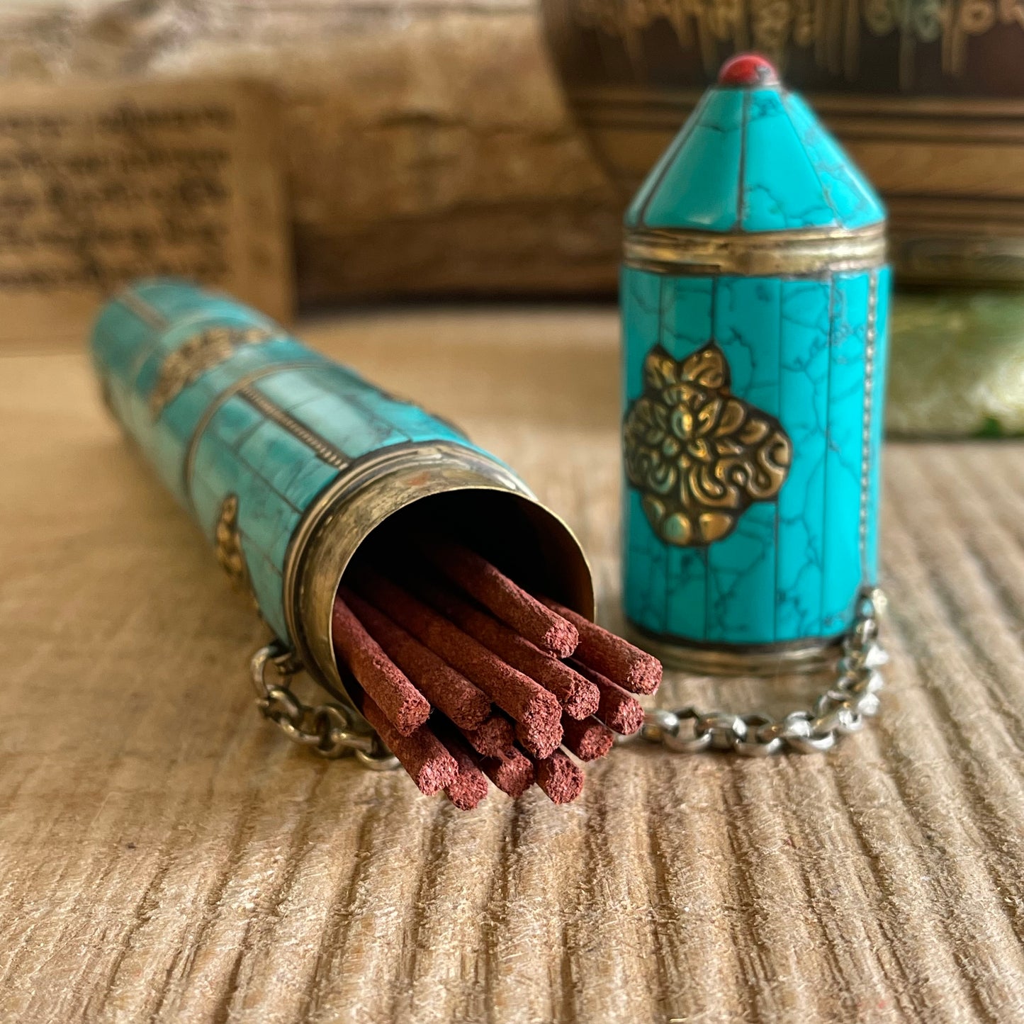 Tibetan Incense Holder  Copper Cylinder incense