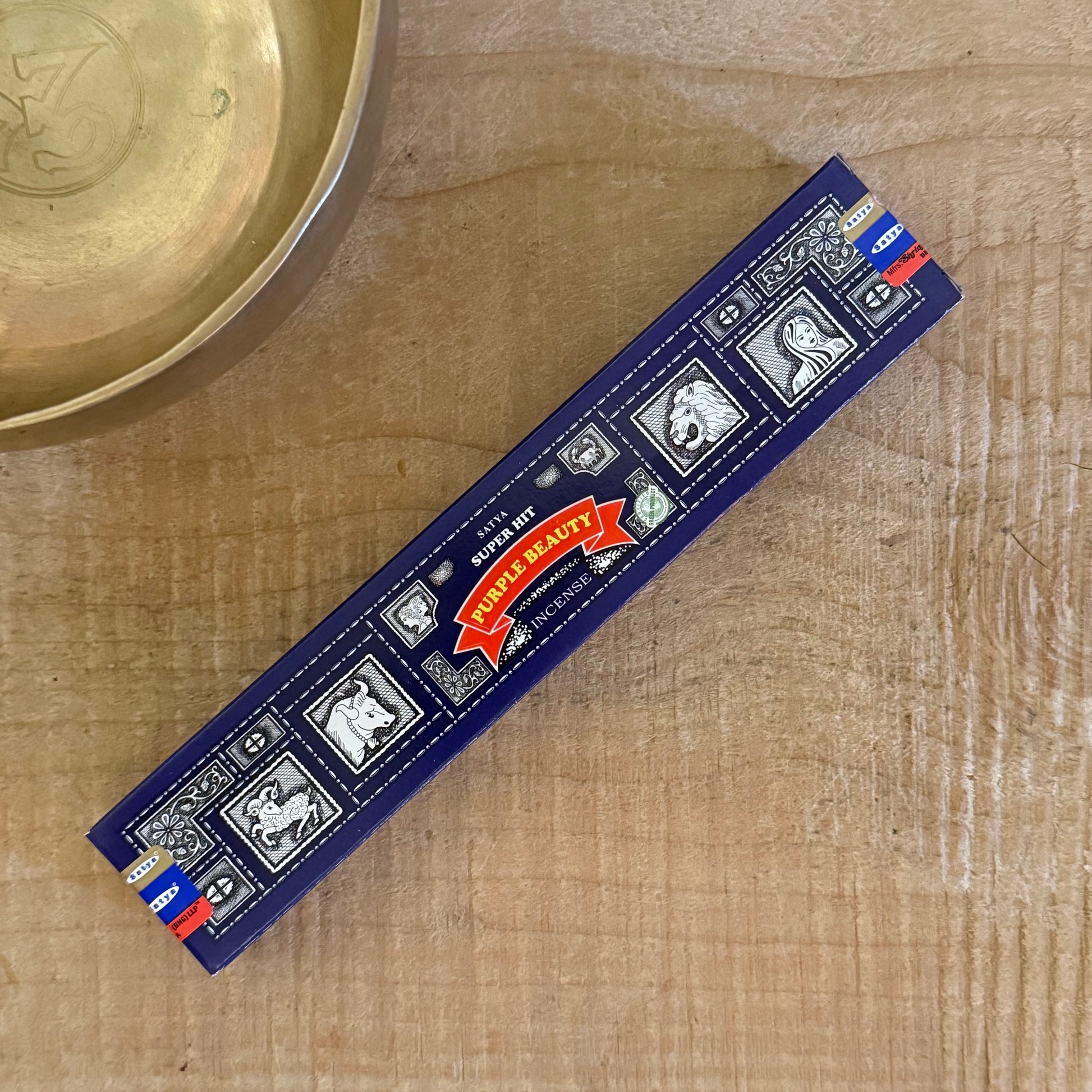 Satya Super Hit Purple Beauty incense sticks, sandalwood based Indian incense, hand rolled