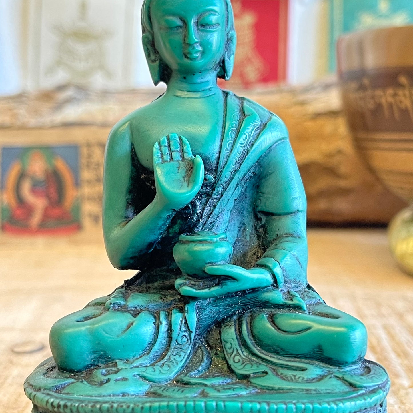 Resin Statue of Amogshiddhi Buddha Approx  11cm