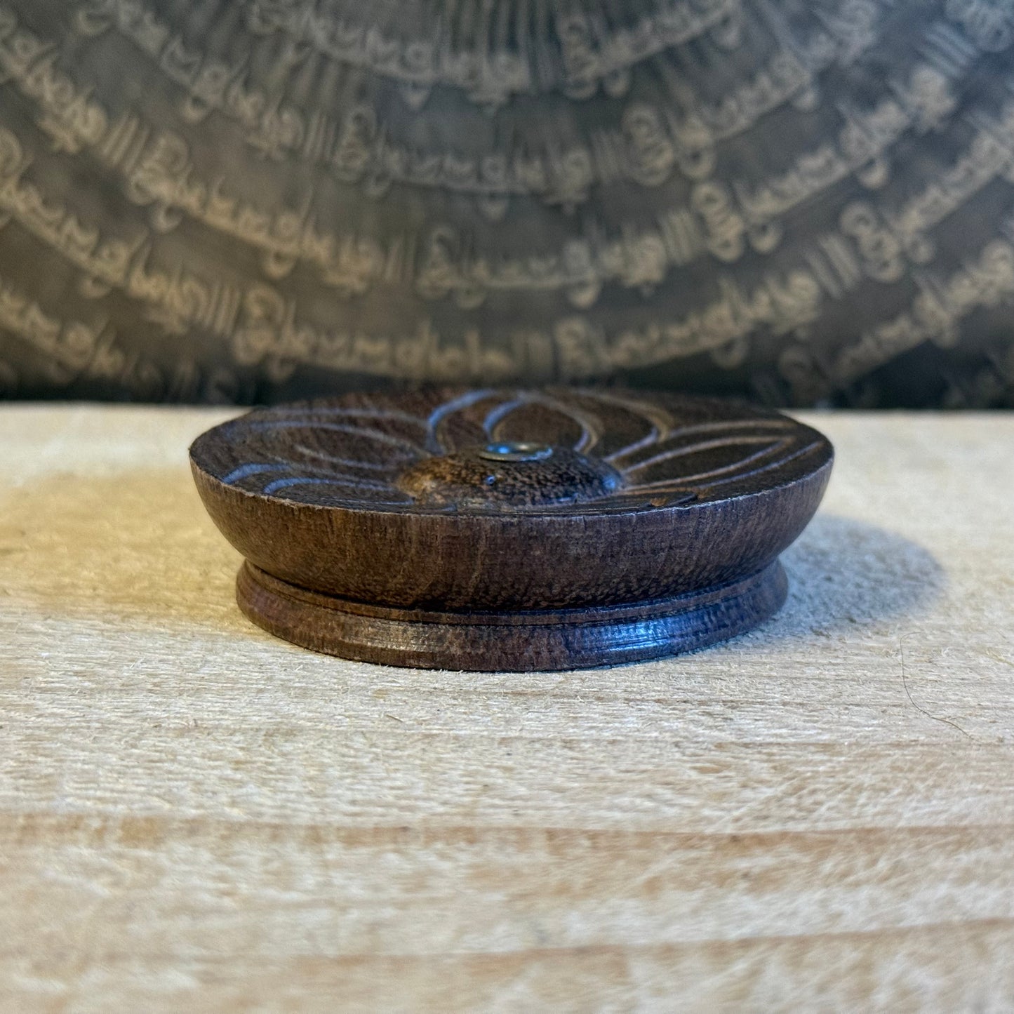 Hand-carved lotus incense holder for meditation, altar, and spiritual practice